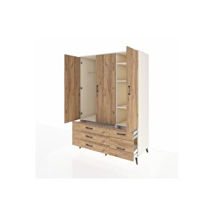 Kronos Dolap 5 Raflı 5 Çekmeceli Tek Askılı 132x59x195 Aytaşı-çam/çam