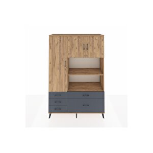Hyperion Dolap 7 Raflı 5 Çekmeceli 3 Kapaklı 132x44x195 Çam-çam/antrasit