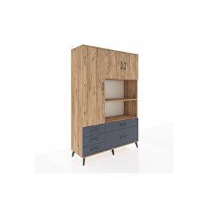 Hyperion Dolap 7 Raflı 5 Çekmeceli 3 Kapaklı 132x44x195 Çam-çam/antrasit