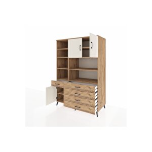 Kronos Dolap 9 Raflı 5 Çekmeceli 3 Kapaklı 132x59x195 Çam-aytaşı/çam