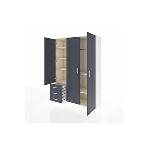 Hyperion Gardrop 6 Raflı 3 Çekmeceli Tek Askılı 132x44x195 Aytaşı-antrasit