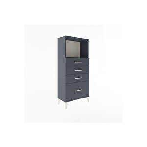Arges Dolap Tek Raflı 4 Çekmeceli 60x30x134 Antrasit-antrasit