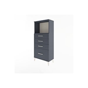 Arges Dolap Tek Raflı 4 Çekmeceli 60x30x134 Antrasit-antrasit