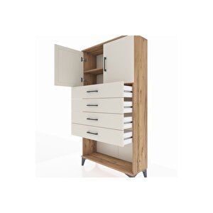 Arges Dolap 2 Raflı 4 Çekmeceli 2 Kapaklı 88x30x163 Çam-aytaşı