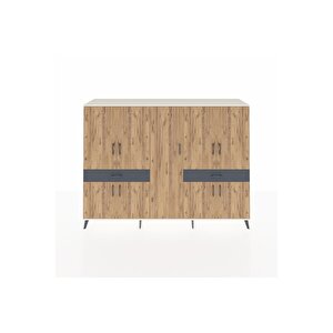 Hyperion Dolap 12 Raflı 2 Çekmeceli 8 Kapaklı 220x44x163 Aytaşı-çam/antrasit