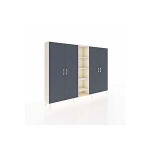 Arges Dolap 12 Raflı 4 Kapaklı 220x30x163 Aytaşı-antrasit/aytaşı