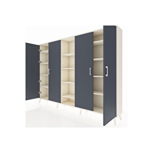 Arges Dolap 12 Raflı 4 Kapaklı 220x30x163 Aytaşı-antrasit/aytaşı