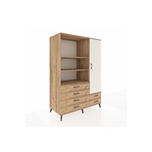 Kronos Dolap 7 Raflı 6 Çekmeceli Tek Kapaklı  132x59x195 Çam-aytaşı/çam