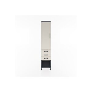 Hyperion Dolap 2 Raflı 3 Çekmeceli Tek Kapaklı 44x44x221 Antrasit-aytaşı