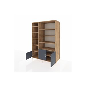 Kronos Dolap 10 Raflı 3 Kapaklı 132x59x195 Çam-antrasit/çam