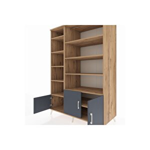 Kronos Dolap 10 Raflı 3 Kapaklı 132x59x195 Çam-antrasit/çam