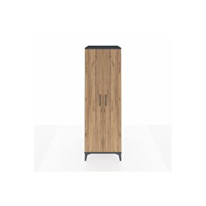 Kronos Dolap 2 Raflı 2 Kapaklı Tek Askılı 60x59x182 Antrasit-çam