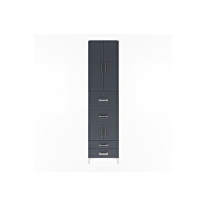 Arges Dolap 4 Raflı 4 Çekmeceli 4 Kapaklı 60x30x243 Antrasit-antrasit