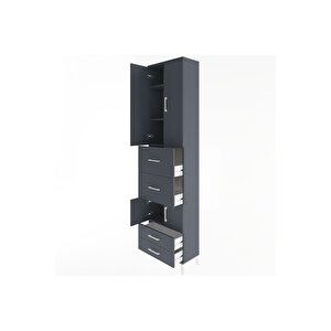 Arges Dolap 4 Raflı 4 Çekmeceli 4 Kapaklı 60x30x243 Antrasit-antrasit