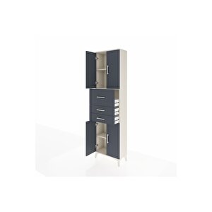 Arges Dolap 3 Raflı 3 Çekmeceli 4 Kapaklı 60x30x221 Aytaşı-antrasit