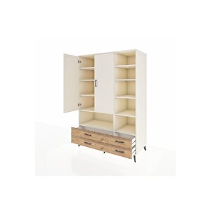 Kronos Dolap 10 Raflı 4 Çekmeceli 2 Kapaklı 132x59x195 Aytaşı-aytaşı/çam