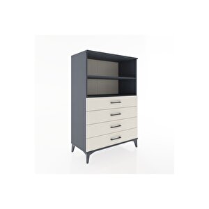 Hyperion Dolap 2 Raflı 4 Çekmeceli 88x44x134 Antrasit-aytaşı