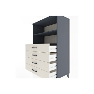 Hyperion Dolap 2 Raflı 4 Çekmeceli 88x44x134 Antrasit-aytaşı