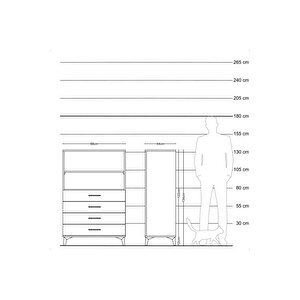Hyperion Dolap 2 Raflı 4 Çekmeceli 88x44x134 Antrasit-aytaşı
