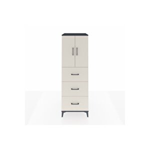 Kronos Dolap 2 Raflı 3 Çekmeceli 2 Kapaklı 60x59x182 Antrasit-aytaşı