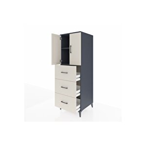 Kronos Dolap 2 Raflı 3 Çekmeceli 2 Kapaklı 60x59x182 Antrasit-aytaşı