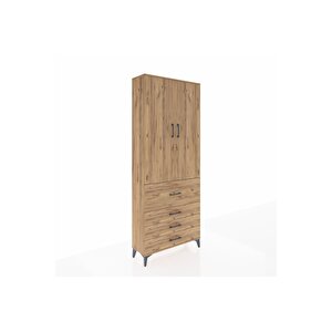 Arges Dolap 2 Raflı 4 Çekmeceli Tek Askılı 88x30x221 Çam-çam