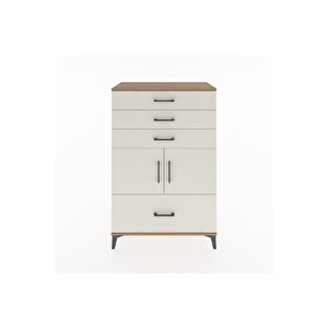 Hyperion Dolap Tek Raflı 4 Çekmeceli 2 Kapaklı 88x44x134 Çam-aytaşı