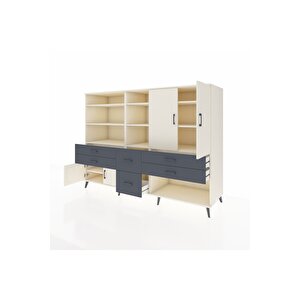 Kronos Dolap 10 Raflı 6 Çekmeceli 4 Kapaklı 220x59x163 Aytaşı-aytaşı/antrasit