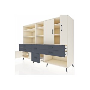 Kronos Dolap 10 Raflı 6 Çekmeceli 4 Kapaklı 220x59x163 Aytaşı-aytaşı/antrasit