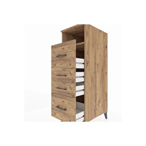 Kronos Dolap Tek Raflı 4 Çekmeceli 44x59x134 Çam-çam