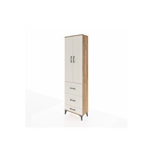 Arges Dolap 3 Raflı 3 Çekmeceli 2 Kapaklı 60x30x221 Çam-aytaşı