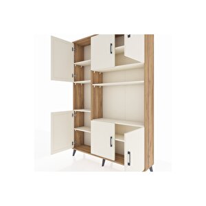 Arges Gardrop 9 Raflı 6 Kapaklı 132x30x195 Çam-aytaşı