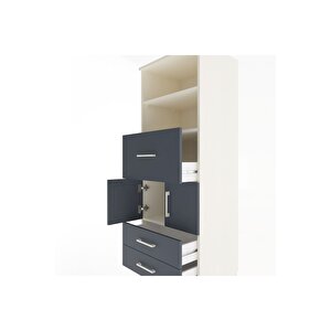 Hyperion Dolap 3 Raflı 3 Çekmeceli 2 Kapaklı 60x44x163 Aytaşı-antrasit