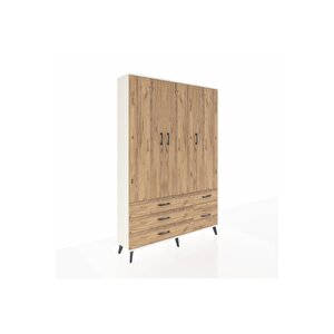 Arges Gardrop 5 Raflı 5 Çekmeceli Tek Askılı 132x30x195 Aytaşı-çam