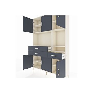 Arges Gardrop 9 Raflı 3 Çekmeceli 6 Kapaklı 132x30x195 Aytaşı-antrasit