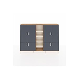 Arges Dolap 14 Raflı 8 Kapaklı 220x30x163 Çam-antrasit/aytaşı