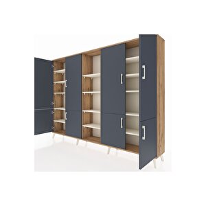 Arges Dolap 14 Raflı 8 Kapaklı 220x30x163 Çam-antrasit/aytaşı