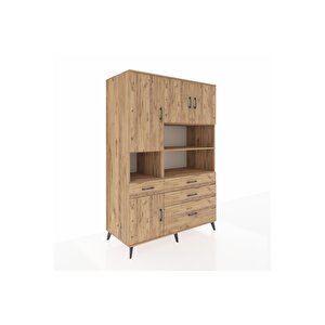 Kronos Dolap 9 Raflı 4 Çekmeceli 4 Kapaklı 132x59x195 Çam-çam/çam