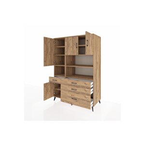 Kronos Dolap 9 Raflı 4 Çekmeceli 4 Kapaklı 132x59x195 Çam-çam/çam