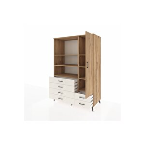 Kronos Dolap 7 Raflı 6 Çekmeceli Tek Kapaklı  132x59x195 Çam-çam/aytaşı