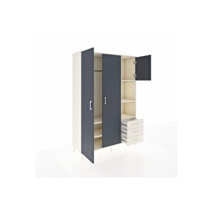 Hyperion Dolap 5 Raflı 3 Çekmeceli Tek Askılı 132x44x195 Aytaşı-antrasit/aytaşı