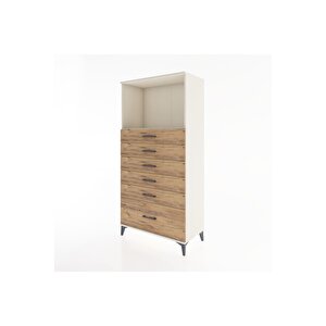 Hyperion Dolap Tek Raflı 6 Çekmeceli 88x44x182 Aytaşı-çam
