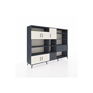 Hyperion Dolap 13 Raflı 3 Çekmeceli 5 Kapaklı 220x44x163 Antrasit-aytaşı/antrasit