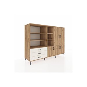 Kronos Dolap 11 Raflı 3 Çekmeceli 5 Kapaklı 220x59x163 Çam-çam/aytaşı