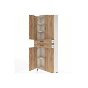 Arges Dolap 4 Raflı 2 Çekmeceli 4 Kapaklı 88x30x243 Aytaşı-çam
