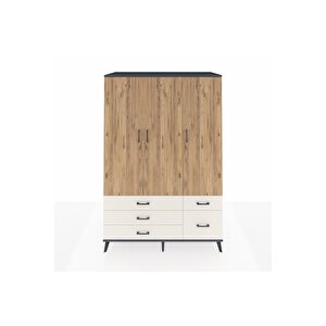 Kronos Dolap 5 Raflı 5 Çekmeceli Tek Askılı 132x59x195 Antrasit-çam/aytaşı