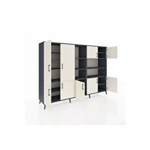 Hyperion Dolap 14 Raflı 9 Kapaklı 220x44x163 Antrasit-aytaşı/antrasit