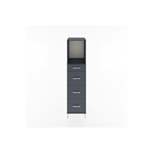 Hyperion Dolap Tek Raflı 4 Çekmeceli 44x44x182 Antrasit-antrasit