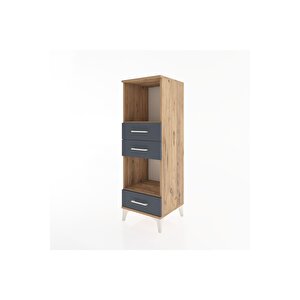 Hyperion Dolap 2 Raflı 3 Çekmeceli 44x44x134 Çam-antrasit