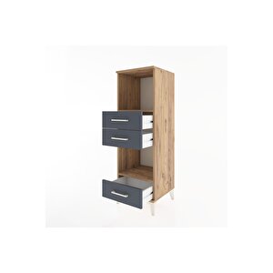 Hyperion Dolap 2 Raflı 3 Çekmeceli 44x44x134 Çam-antrasit